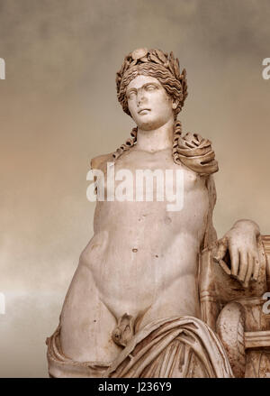 Détail d'un deuxième siècle d'Apollon statue romaine fouillé du théâtre de Carthage. Le Musée national du Bardo, Tunis, Tunisie. Inv n° C939 Banque D'Images