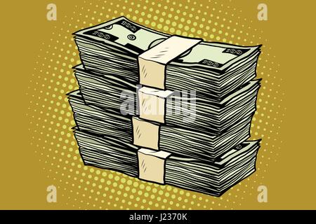 Argent Finances dollars conditionnement des billets. Pop art retro vector illustration Illustration de Vecteur