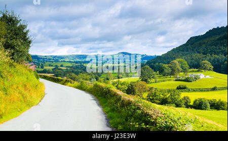 Scenic Route de campagne dans le Nord du Pays de Galles avec ce paysage de la vallée et des terres agricoles Banque D'Images