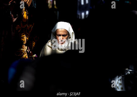 L'Afrique du Nord, Maroc, Marrakech, Portrait d'un homme âgé, Marrakech, Maroc. Banque D'Images