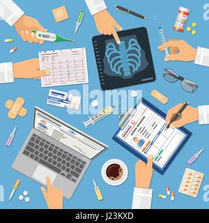 Concept de poste de travail des médecins Illustration de Vecteur