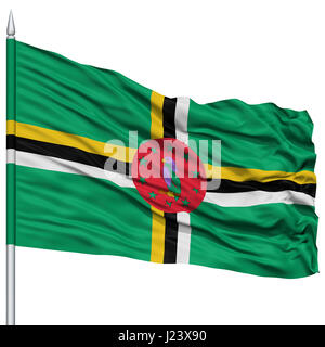 Dominique drapeau sur mât Banque D'Images