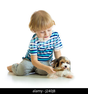 Enfant rss dog puppy isolé sur fond blanc Banque D'Images