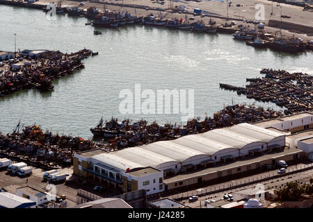 Vue aérienne du port de pêche d'Agadir, Maroc Banque D'Images