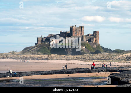 Château de Bamburgh Northumberland, Angleterre, Grande-Bretagne, Royaume-Uni Banque D'Images