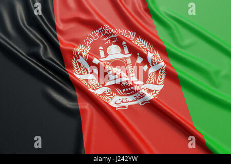 Drapeau de l'Afghanistan. Tissu texture ondulée très détaillés. Illustration 3D Rendering Banque D'Images