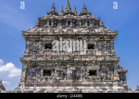 Soulagement de Plaosan Lor en Candi Plaosan complexe, 9e siècle temple bouddhiste. Situé dans le village de Bugisan, Prambanan, Central Java, Indonésie Banque D'Images