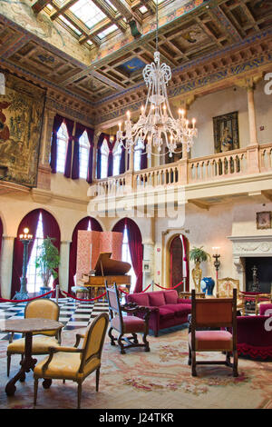 Intérieur de Ca d'Zan, l'hôtel particulier de la Renaissance méditerranéenne, propriétaire du cirque et d'art John Ringling et sa femme Mable, Sarasota, Floride. Banque D'Images