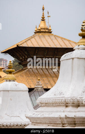 Gros plan de l'toit du temple d'or au temple de Pashupatinath. Katmandou, Népal. Banque D'Images