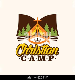 Logotype d'un camp chrétien, un camp d'été Illustration de Vecteur