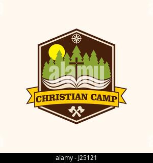 Logotype d'un camp chrétien, un camp d'été Illustration de Vecteur