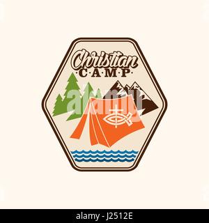 Logotype d'un camp chrétien, un camp d'été Illustration de Vecteur