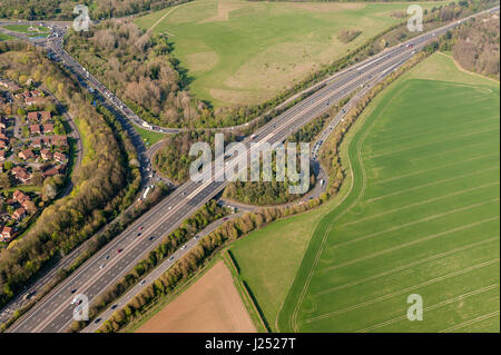 VUE AÉRIENNE du réseau autoroutier du Hampshire Royaume-Uni Banque D'Images