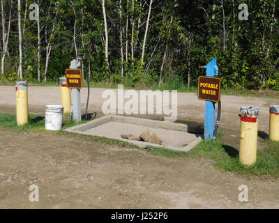 Dumping et poste d'eau sur un terrain de camping. Banque D'Images