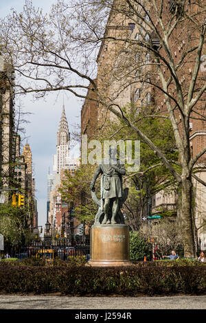 Edwin Booth Statue à Gramercy Park, NYC, USA Banque D'Images