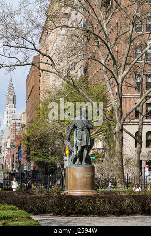 Edwin Booth Statue à Gramercy Park, NYC, USA Banque D'Images