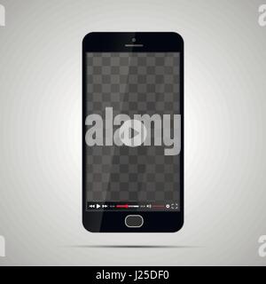 Maquette du brillant réaliste transparent smartphone avec place pour lecteur vidéo sur fond clair Illustration de Vecteur