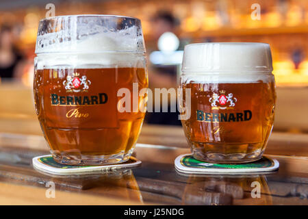 Verre à bière tchèque de la brasserie Bernard Czech Republic Glass de bière Banque D'Images