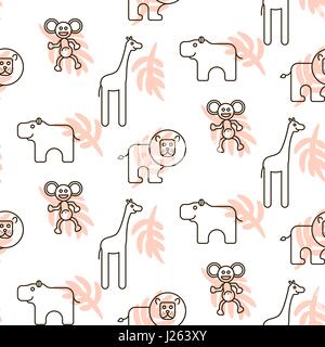 Les animaux sauvages d'Afrique. vecteur modèle sans couture pour enfants Illustration de Vecteur