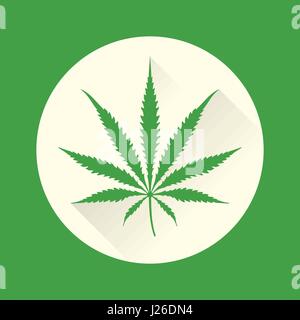 Design plat, vecteur de couleur vert feuille Sativa marijuana panneau vert icône illustration Illustration de Vecteur