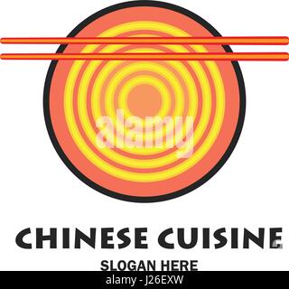 Restaurant chinois / Chinese food logo avec texte de l'espace pour votre slogan / ligne d'étiquette, vector illustration Illustration de Vecteur