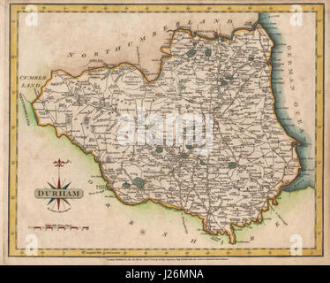 Carte du comté de Durham antique par JOHN CARY. Newcastle-upon-Tyne. Teeside 1787 Banque D'Images