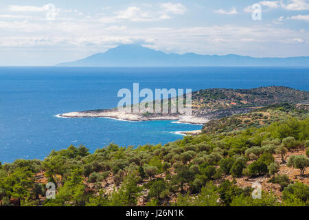 Vue depuis l'île de Thassos, Grèce Banque D'Images