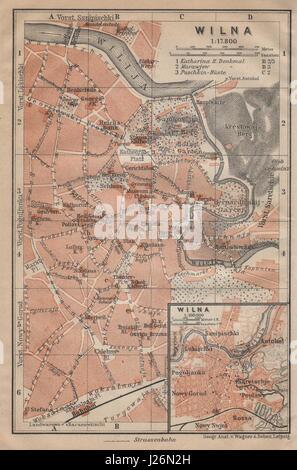 Plan de la ville ville de Vilnius/zemelapis miestas miesto planas. Carte de la Lituanie 1912 Wilna Banque D'Images