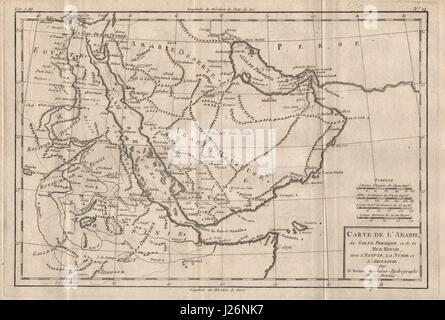 Carte de l'Arabie, du golfe Persique et de la Mer Rouge… l'Arabie. BONNE CARTE 1780 Banque D'Images