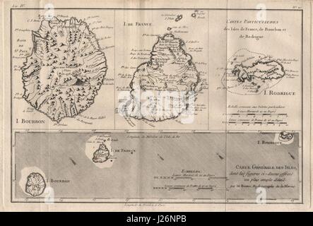 'Cartes particulieres des Isles de France…' Réunion Maurice. BONNE CARTE 1780 Banque D'Images