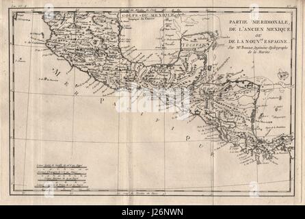 'Partie meridionale de l'ancien Mexique…". L'Amérique centrale. BONNE vieille carte 1780 Banque D'Images