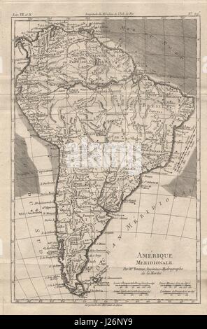 'Amerique Méridionale'. L'Amérique du Sud. BONNE 1780 ancienne carte graphique plan Banque D'Images