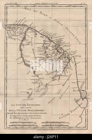 "La Guyane Françoise, avec partie de la G. Hollandoise". Guyanes. BONNE CARTE 1780 Banque D'Images