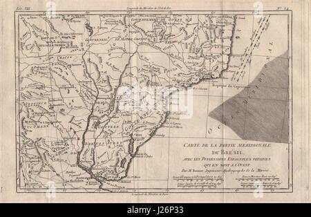 'Partie méridionale du Brésil…' bassin du rio de La Plata Brésil Uruguay. BONNE CARTE 1780 Banque D'Images