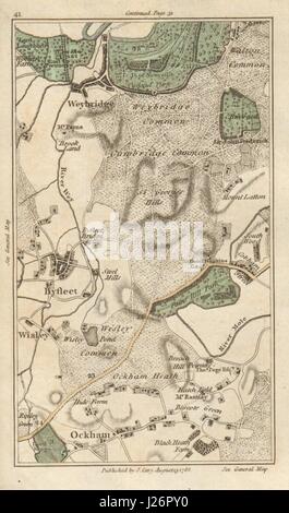 WEYBRIDGE Byfleet Wisley Ockham Cobham Walton-on-Thames Ripley CARY 1786 map Banque D'Images