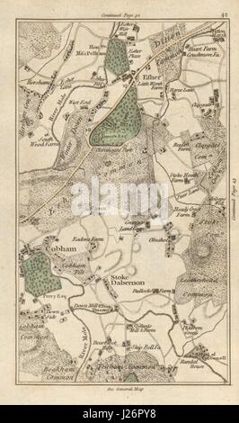 ESHER Cobham Walton-on-Thames Stoke D'abernon Bookham Leatherhead CARY 1786 map Banque D'Images