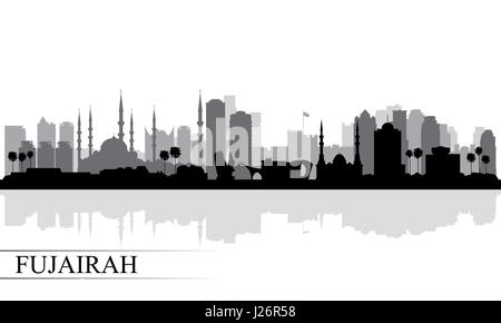 Les toits de la ville de Fujairah, fond silhouette vector illustration Illustration de Vecteur