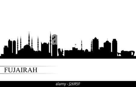 Les toits de la ville de Fujairah, fond silhouette vector illustration Illustration de Vecteur