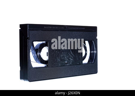 Cassette vidéo VHS isolé sur fond blanc Banque D'Images