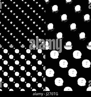 Seamless Vector pattern set avec des cercles coups de pinceau. Doodle en noir et blanc. Quatre Grungy origines. Abstract hand drawn illustrations. Polka Dot Illustration de Vecteur