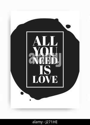 De l'affiche. Tout ce qu'il vous faut, c'est l'amour noir et blanc Illustration de Vecteur