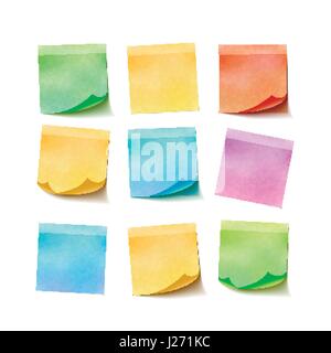 Ensemble de notes autocollantes colorées isolé sur fond blanc Illustration de Vecteur