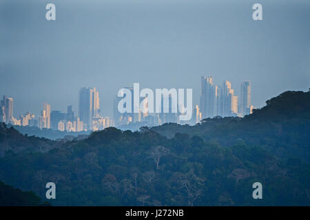 Vue sur le parc national de Soberania sémaphore de colline vers Panama City Panama Banque D'Images