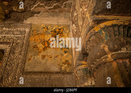 Plus de détails dans un support de pied dans une grotte dans les grottes d'Ajanta, Aurangabad, Maharashtra, Inde Banque D'Images