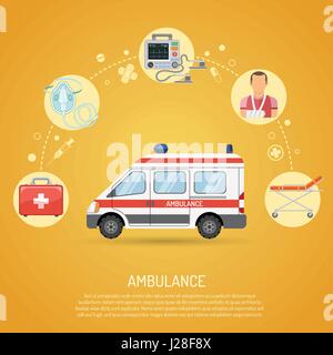 Concept d'ambulance d'urgence médicale Illustration de Vecteur