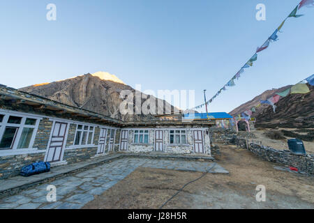 Le Népal, Région de l'Ouest, Tanki Manang, sur le circuit de l'Annapurna - Jour 8 - De Yak Kharka à Thorong Phedi - l'Himalayan View Hotel Banque D'Images