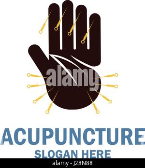 La thérapie d'acupuncture avec le logo de l'espace pour votre texte / slogan slogan, vector illustration Illustration de Vecteur