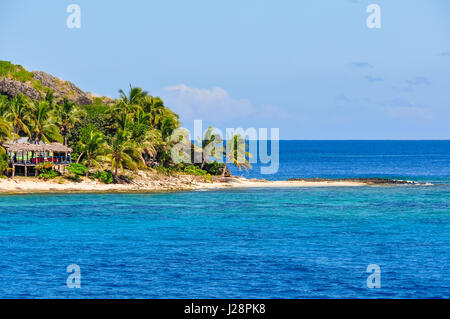 Plage de sable sur l'île de Waya Lailai tropicales aux Iles Fidji Banque D'Images