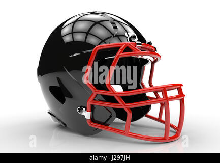 Black american football helmet isolé sur fond blanc Banque D'Images