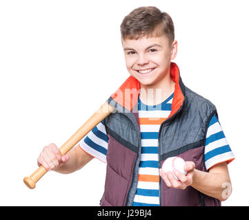 Teen boy with baseball bat Banque D'Images